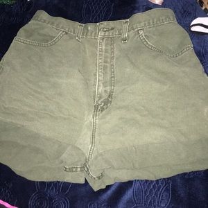Olive green jean shorts